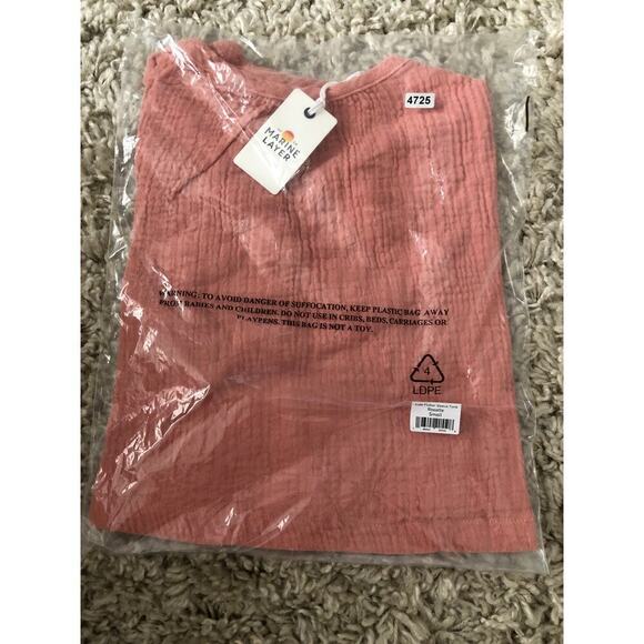 Marine Layer Jude Tank Top Flutter Sleeve Crinkled Cotton Rosette Pink NWY Small - Picture 4 of 8